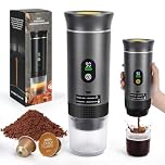 SOPPY Portable Espresso Coffee Machine, Capsule Coffee Maker with Self-Heating Tech, Compatible with Big/Small Capsule, Coffee Powder, Compact Design for Camping, Travel, Office & Home Use (Grey)​