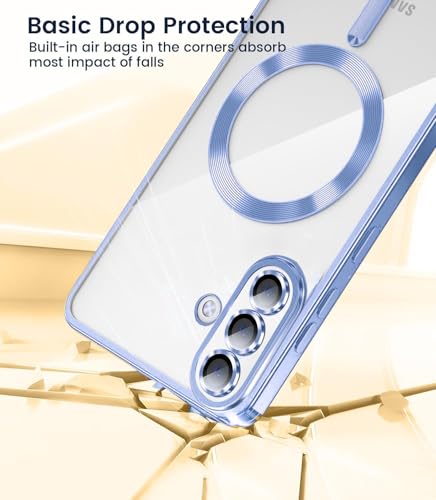 Image of VONZEE Clear Logo Electroplating Transparent Case for Samsung Galaxy S26 5G, Magnetic Plating [Support for MagSafe Charger] Electroplate TPU Cover- Sierra Blue