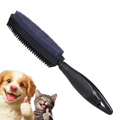 Rubber Pet Hair Removal Brush, Dogs Cats Hair Lint Remover Tool Massage Bath Comb Brush for Cleaning and Grooming (Black)