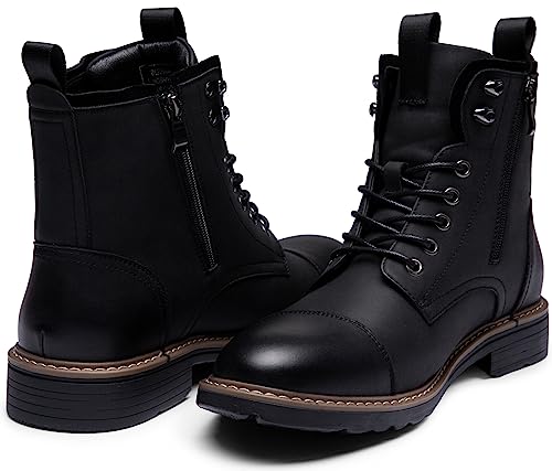 Image of Vostey Mens Boots Motorcycle Casual Boots for Men Zipper Fashion Chukka Boots Mens
