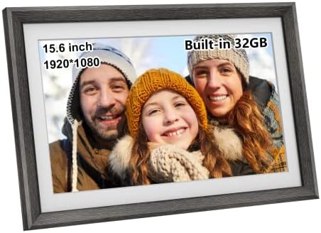 Large 15.6 Inch frameo 32GB Storage WiFi Digital Picture Frame 1920 * 1080 IPS FHD Smart Digital Photo Frame Wall Mountable Auto-Rotate iOS and Android Simple Setup to Share Photos or Video Gifts