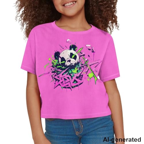 Image of Cute Crop Tops for Girls Short Sleeve Summer T Shirts Fashion Graphic Tees Crew Neck Pullover Tee 5-14 Years