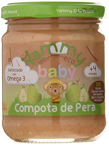 Yammy, Potito ecológico Compota de Pera reforzado con Omega 3, a partir de 4 meses - 12 de 195 gr. (Total 2340 gr.)