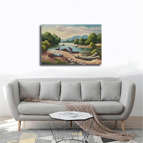 Impression giclée de rivière Thomas Hart Benton sur toile 40x61 cm avec cadre