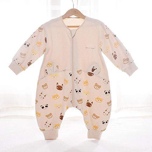Lindo saco de dormir neutral para bebé Color cremallera de algodón algodón recién nacido pierna de manga larga mameluco casero Pijamas para hombres y mujeres