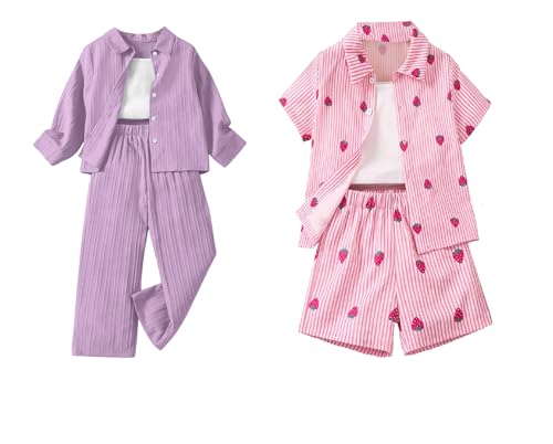 Image of Tagas Girls Casual Simple Style Polyester Solid Camisole Top, Long Sleeve Shirt And Straight Pants||3 Piece Set|| DRESS FOR GIRLS||(GCS-12)