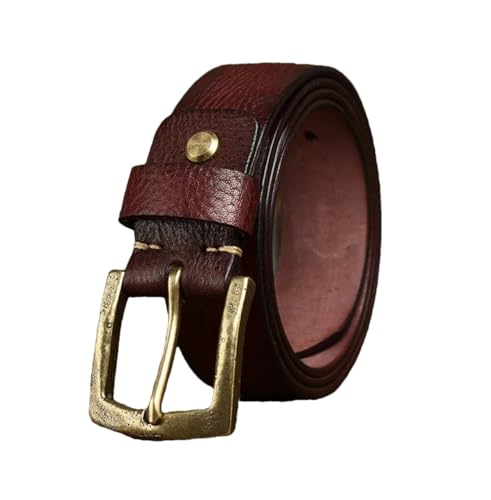 Men 3.8CM Thick Cowhide Copper Buckle Genuine Leather Casual Jeans Belt Retro Luxury Waistband