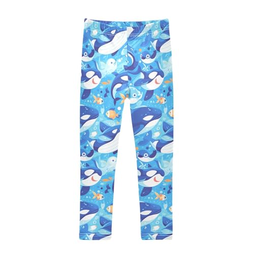 Killer Whale Blue Toddler Baby Girl Basic Leggings Soft High Waisted Yoga Pants Gym
