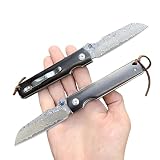 Obespina Couteau Pliant Poche Damas luxe Acier Damas 67 Couches VG10 Piemontais Damascus Manche Bois d'ébène Collection Cadeau Homme edc edc forge artisanat traditionnel