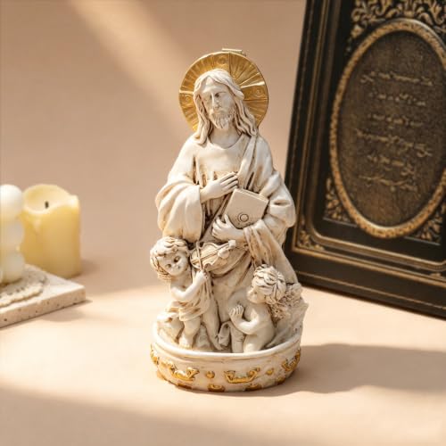 Image of KOMI Jesus Christ Resin Holy Water Font for Home Altar Wall Hanging Decor Catholic Gifts