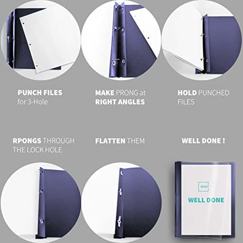 Binditek 30 Pack Clear Front Report Covers With 3 Prongs, Plastic Report Folder With Navy Back Covers, 3 Metal Prongs Fasteners,80 Sheet Capacity, For Letter Size #TOP4