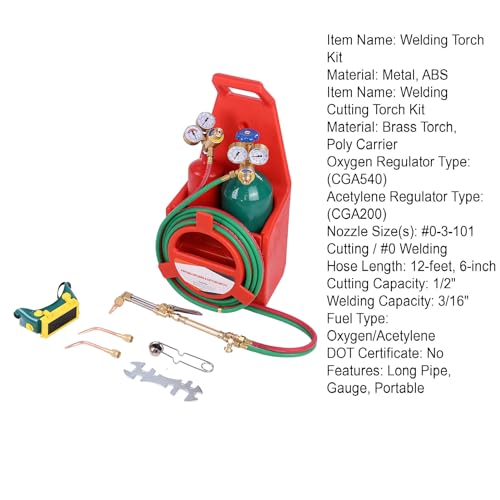 Oxy Acetylene Torch Kit, Portable Welding Brazing Cutting Torch Kit Cutting Torch Kit Oxygen Acetylene Torch Kit with Long Pipe Brass Nozzle Welding Pressure Gauge - Thumbnail 7