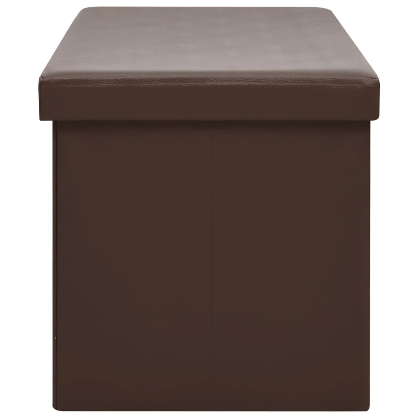 Gecheer Banc de Rangement Pliable Marron PVC, Banc à Chaussures, Coffre de Rangement Intérieur, Banc de Rangement pour Entrée, Couloir, Chambre, Salon, Bout de Lit