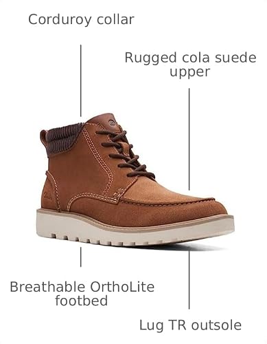 Clarks Clarks Men's Barnes Mid Oxford Boot, Cola Suede, 9.5 Medium US