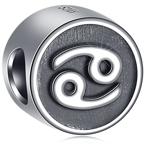 Cancer Zodiac Sign Charms fit Pandora Graduation Bracelet, Antique Sterling Silver Birthday Star Signs Necklace Beads, 12 Constellation Astrology Charm, Gifts for Travel/Happy Bday