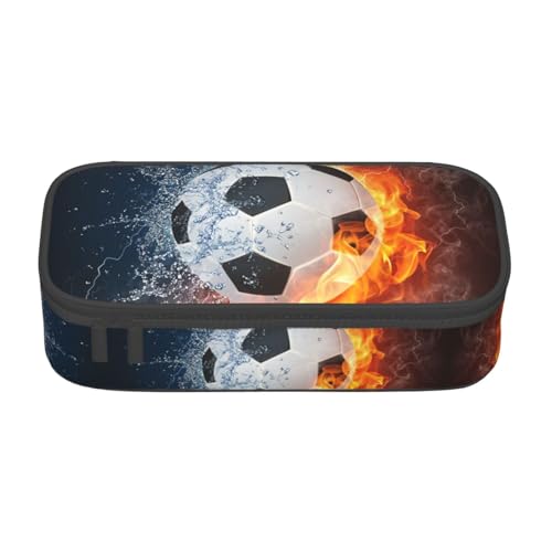Image of Soccer Ball Cool Sport Pencil Case Big Capacity Storage Pencil Pouch Stationery Bags With Zipper Portable Pen Holder Box Organizer For Boys Girls Teens Student College School Office Supplies