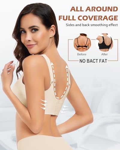 Image of Wireless Support Bra Full Coverage Padded Push Up Anti Sagging Comfortable Seamless Lace Bras No Underwire