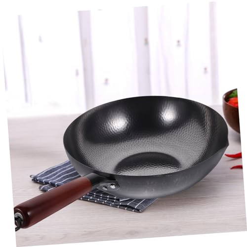Wok de hierro fundido antiadherente para cocina doméstica miniatura 4