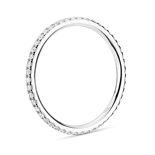 Pavoi Aaaaa Cz Sterling Silver Cubic Zirconia Stackable Eternity Ring - 9 #TOP2