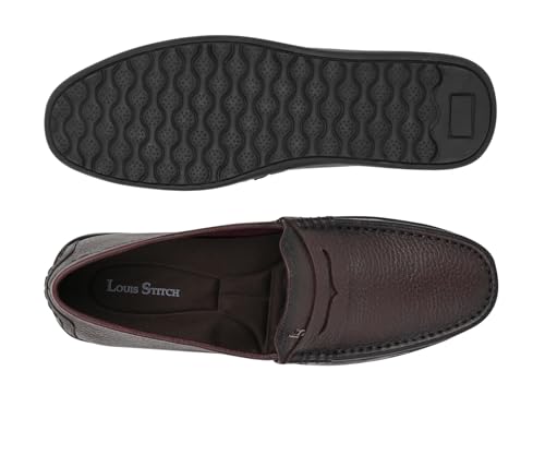 Image of LOUIS STITCH Italian Milled Leather Formal Shoes for Men | Ultra Lightweight Men's Slip On Solid Formal Loafers | Comfortable for Long Hours | LSPDFL