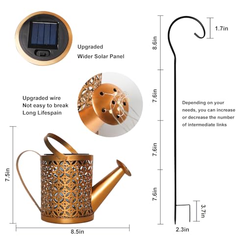 CNMTCCO Solarlampen für außen,Solar giesskanne für außen,Modern Style Decor, Garden Lights With Star Shower,Mit Hirtenhaken, Vintage Fairy Lights