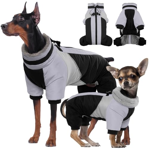Kuoser Wasserdichter Hundemantel, Wärmer Hundejacke Für Kleine Hunde, Wasserdicht Hundemantel Winter, Wintermantel Mit Geschirr, Moden Hundejacke, Reflektierend Hunde Jacke, Schwarz S