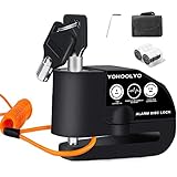 🔔【Recordatorios eficaces】Con alarma de 110dB, eficaz para intimidar a los ladrones; viene con un cordón recordatorio, de color naranja, brillante y visible, que le recuerda que debe quitar el candado de disco antes de circular