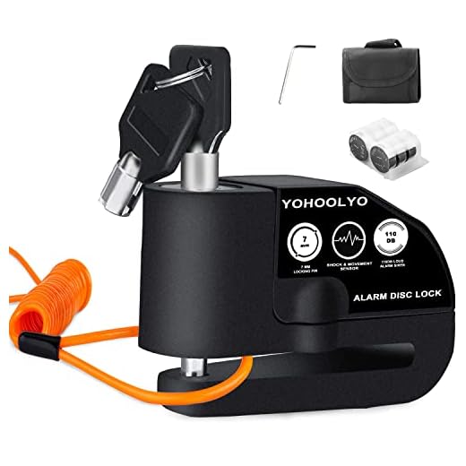 YOHOOLYO Candado Disco Moto con Alarma 7mm 110DB Antirrobo Alarma Moto con Cable Enrollado 1.2 Metros