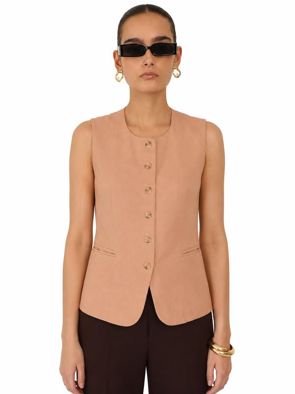 fablestreet Women Vest Casual & Workwear | Comfortable Fit Round Neck Sleeveless Solid Pattern | Crisp Cotton Fabric for Layering, Office & Summer Outings-picture-12