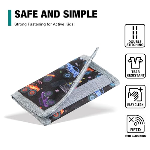 Image of Kids Wallet for Boys, Little Boys Wallet for Kids Ages 4-5-6-7-8-9-10-11-12, Monster Truck Toddler Wallets with Coin Pocket, Novelty Christmas & Birthday Gifts