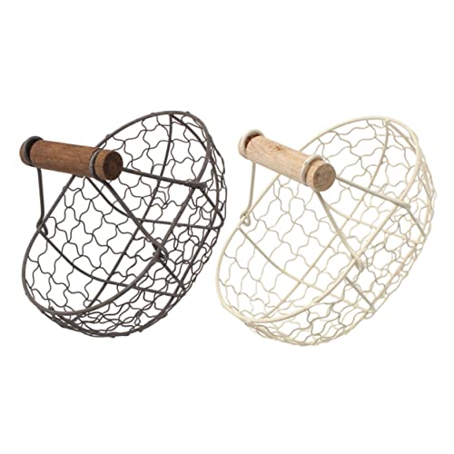 ULTECHNOVO 2Piezas Cesta de Almacenamiento Portátil Madera Huevos y Verduras Compacto y Decorativo