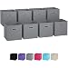 Royexe Set of 8 Foldable Fabric Storage Cube Bins | Collapsible Cloth Organizer Baskets Containers | Folding Nursery Closet Drawer | Features Dual Plastic Handles (Grey)