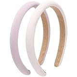 MASNDR 2-3PCS Twill Wide Headband Thin Headbands, Solid Color Sponge Thick Hard Head Bands Non-slip