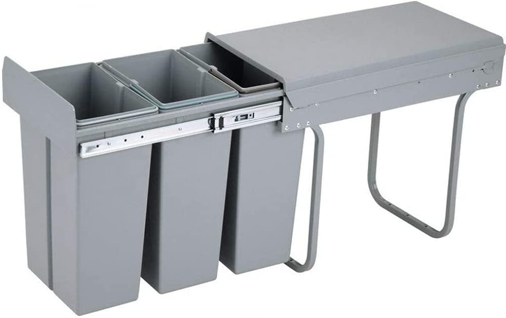 Poubelle encastrable placard grise pour éliminer odeurs cuisine
