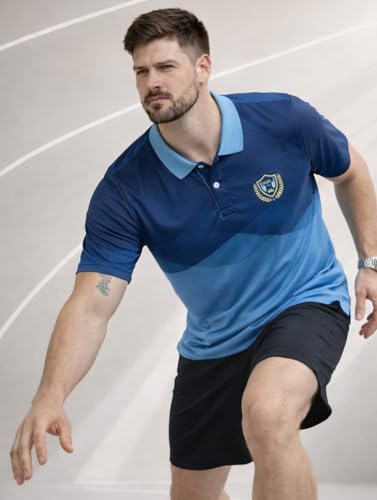 Image of Man Blue Printed Active Wear Sports T-Shirt
