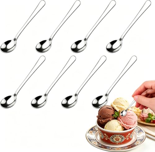 8 Stück Espressolöffel Mini 7 5cm 304 Edelstahl Kleine Löffel Silber Premium Teelöffel und Kaffeelöffel Set Dessertlöffel Müslilöffel für Gewürze Spülmaschinenfest