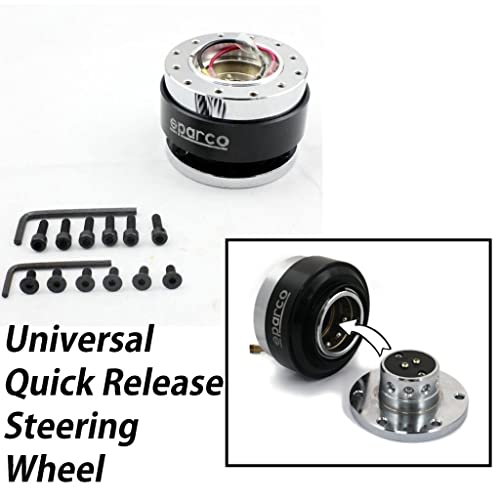 Image of AUTO MT SPARCO Universal Steering Wheel Ball Quick Release Boss Kit Hub Lock Joint Quick Release Hub Steering (Black SPARCO Quick Release Boss Kit Hub)