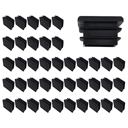 50 Tapones Cuadrados NUZAMAS de Plástico Negro 20 x 20 mm Antideslizantes para Tuberías, Sillas, Escritorios, Mesas