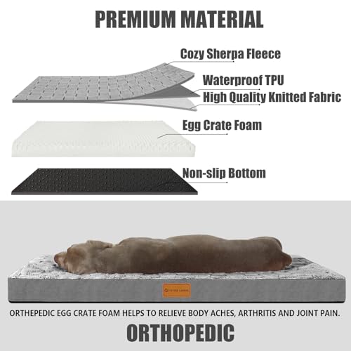 Patas Lague JDM-QPG-HUI42 Orthopedic Xl Dog Bed For Large Dogs 42''X28'', Waterproof Big Large Checkered Pattern Dog Beds With Removable Washable Cover,Egg Crate Foam Pet Bed Mat thumb #2