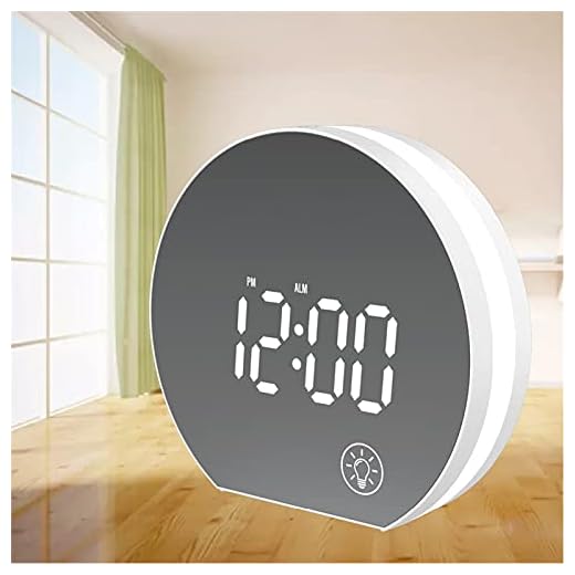 Väckarklockor, Elektronisk termometer och skrivbordslampa Tabell Klocka USB Powered Digital LED Mirror Desk Snooze Väckarklocka Vit med kalender (Color : White)