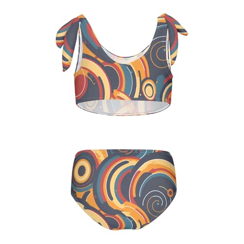 Abstract Texture Colorful Circles Girl Two Piece Kids Bikini Set Scoop Neck Swimsuits Swimwear Adjustable Strap2