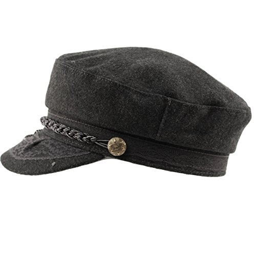 Epoch hats Men's Greek Fisherman Sailor Fiddler Winter Wool Driver Hat Flat Cap (S/M, A Charcoal)