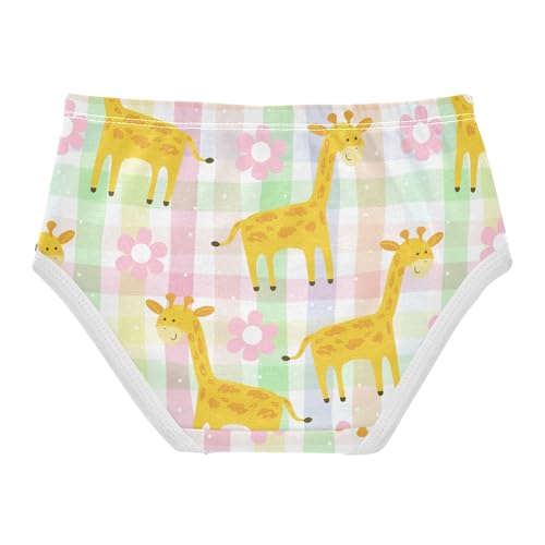 Wusikd Cute Giraffe Girls Underwears Cotton Flowers Pink Girls Briefs Soft Toddler Underwear 5T2