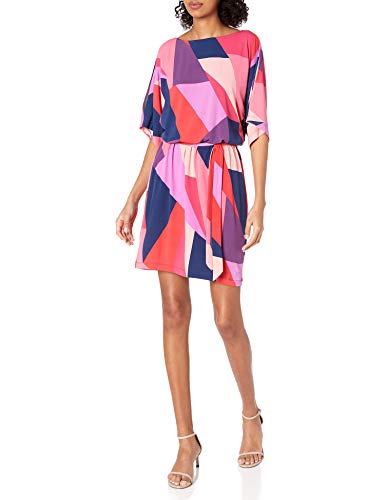 Trina Trina Turk Women's Bernice Split Sleeve Tie Waist Dress, Multi, Large