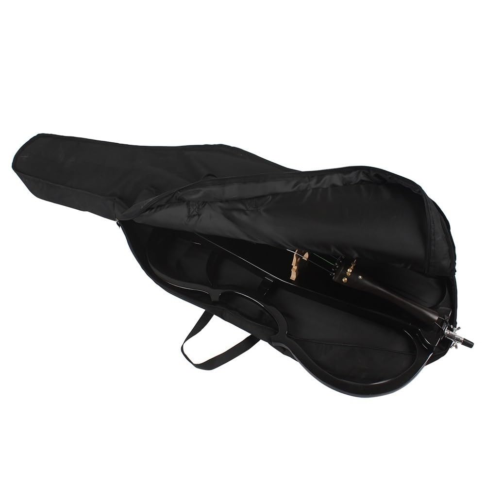 Violonchelo electrónico 4/4 negro Violonchelo eléctrico profesional Madera maciza Cuerpo de madera de arce Accesorios de ébano Instrumento musical con estuche Sintonizador de puente de arco