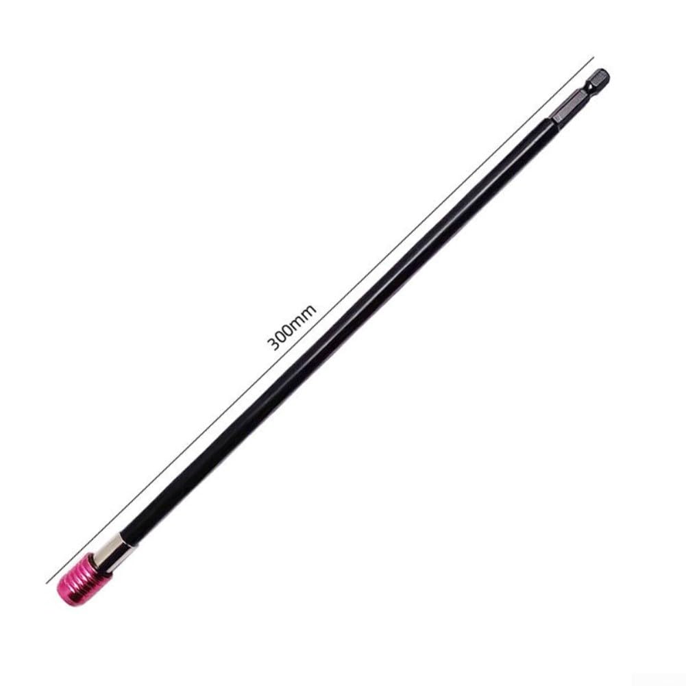 Porte-embout magnétique en chrome vanadium de 30,5 cm pour perceuses et tournevis avec mécanisme de verrouillage anti-oscillation (rouge)