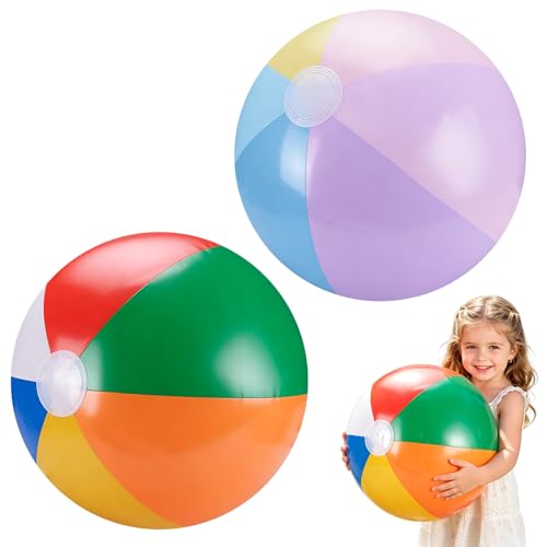 Tismels 2 Pièces Ballon de Plage Gonflable, 40cm Ballon Gonflable Piscine, Inflatable Beach Ball Colorés, pour Jouets de Plage et de Piscine, Activités de...