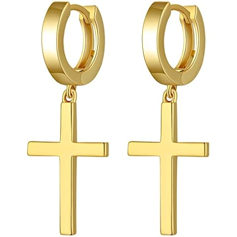 Cross Dangle Earrings Men Cross Earrings Gold Cross Dangle Earrings Gorgeous Cross Dangle Earrings Fashion Silver Cross Hoop Earrings,Dangling Cross Earring for Women Men Dangle Cross Earrings Cover