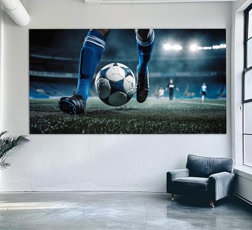 Toile imprimée sur toile football 80x120 cm triptyque pour salon style abstrait