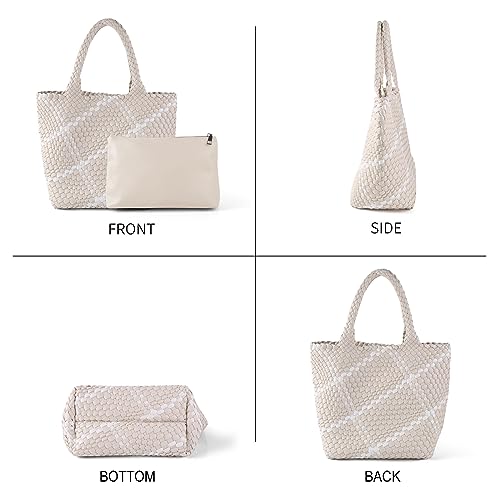 Image of Woven Tote Bag Womens Purse Woven Bags for Women Large Summer BeachTote Bags Vegan Leather Shoulder Handbags Travel Totes | Woven Bags